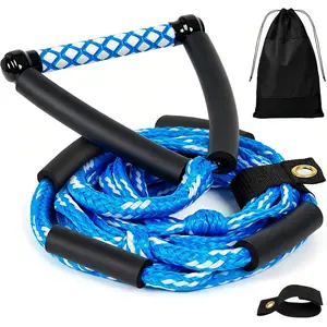 25FT Floating Wakesurf Tow Rope with EVA Grip Handle, 4-Section Adjustable 32-Strand Braided Tow Rope for Wakesurfing and Outdoor Watersports