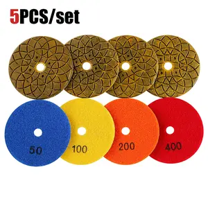 LOZLIN 5PCS/Set Diamond Grinding Pads Set - Duty Metal GrindingDiscs for Granite, Marble & Concrete -Surface Restoration &Floor Grinding Kit for Pro Machines