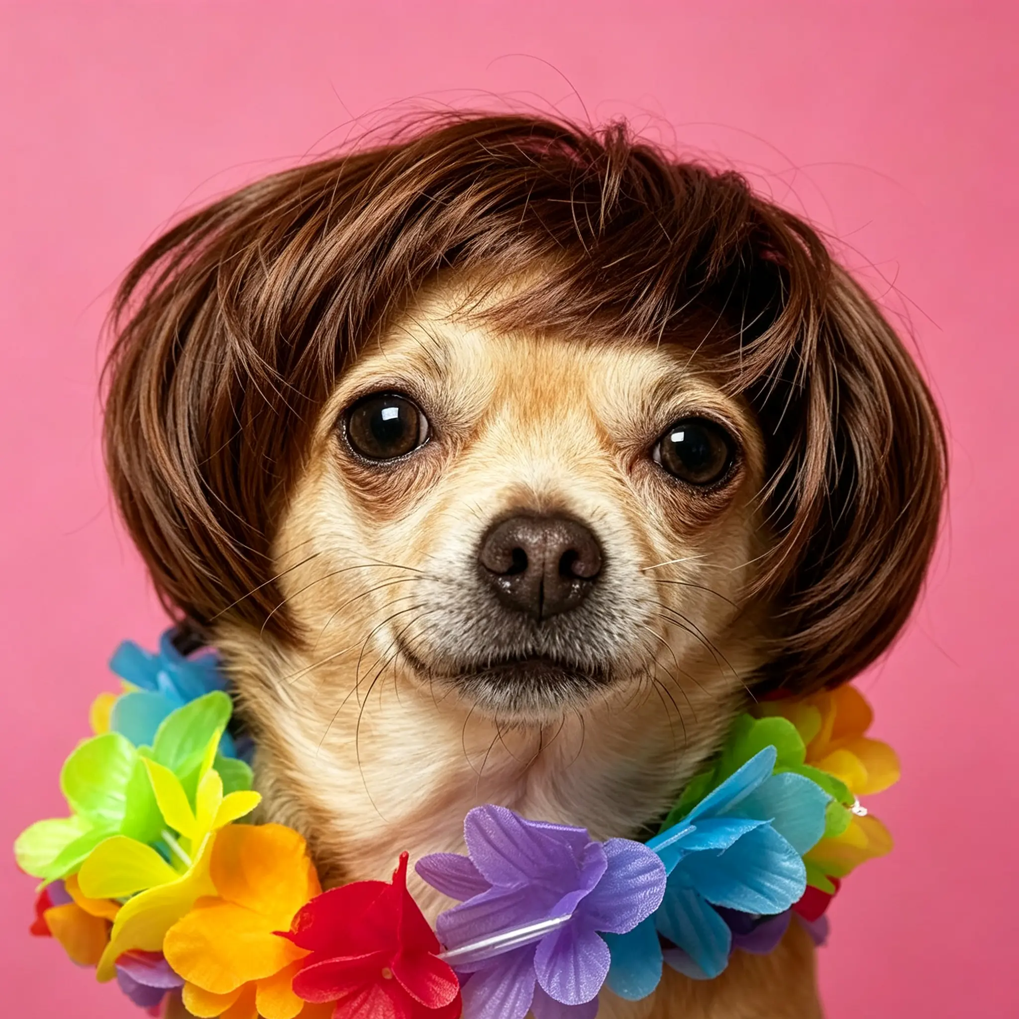 Pet Wig for Cats & Dogs - Polyester Soft Hair Role-Play Costume Accessory with Adjustable Strap, Ideal for Halloween, Party, Pet Lover Gifts