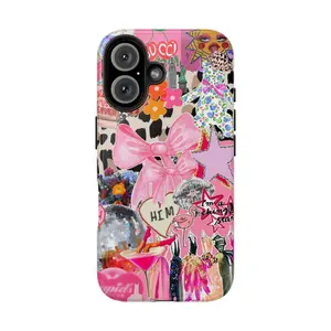 Glittercutie Shining Pink Collage Coquette Bows I Am A Star Scrapbook Cute Girls Phone Cases Phone Cover Hard Case Tough 2-piece Magnetic Phone Case