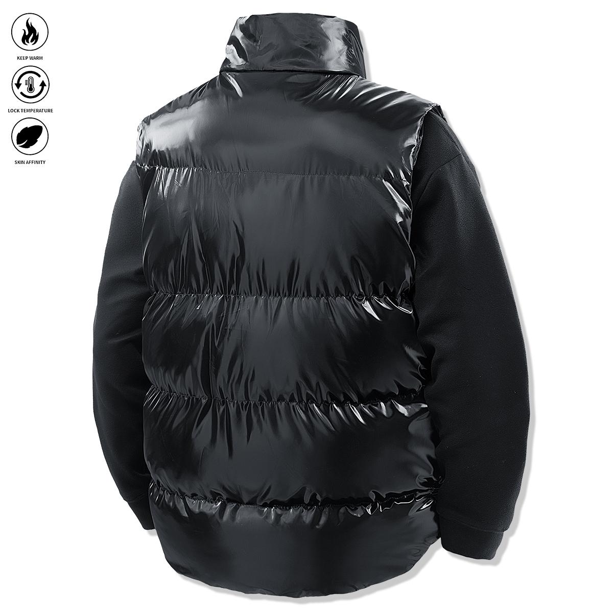 Men's warm windproof sleeveless jacket with zipper and pockets, perfect for winter coats and an excellent choice for layering in autumn. Windproof outdoor vest. Black Athletic Menswear Activewear