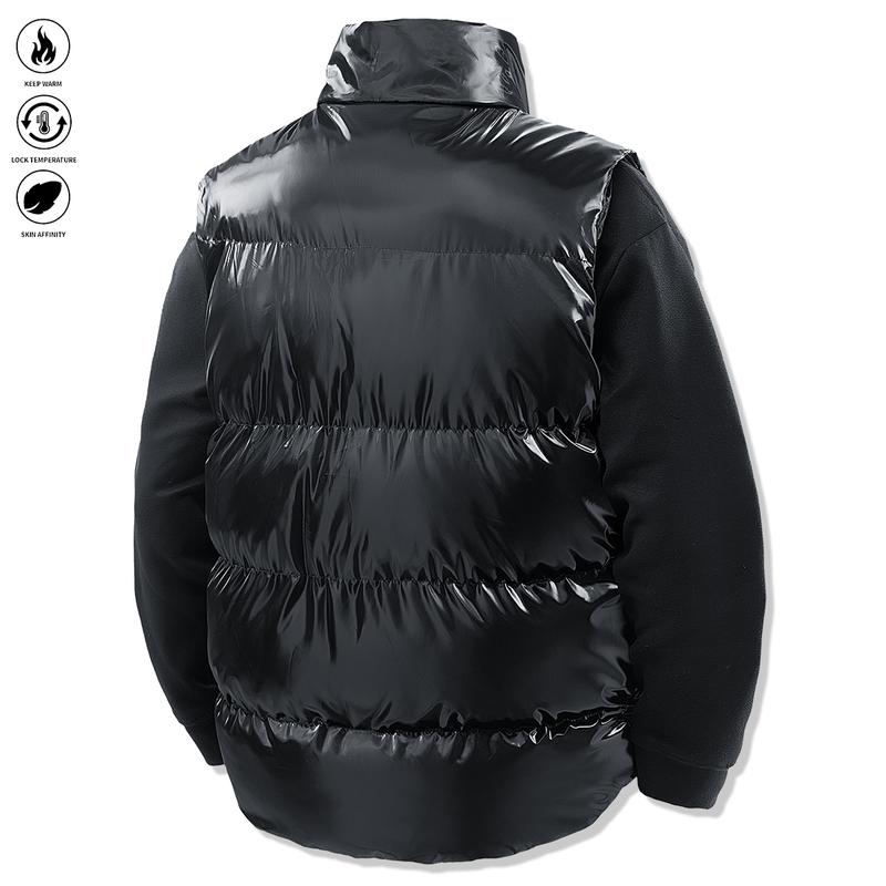 Men's warm windproof sleeveless jacket with zipper and pockets, perfect for winter coats and an excellent choice for layering in autumn. Windproof outdoor vest. Black Athletic Menswear Activewear