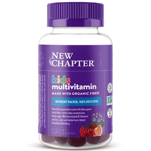 New Chapter Kids Multivitamin Gummies - 50% Less Sugar§, Kids Gummy Vitamins with Vitamins C, D3 & Zinc, Non-GMO, Gluten Free, Berry-Citrus, 60ct