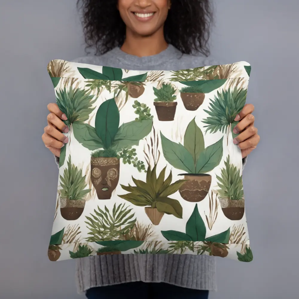 Boho Floral Plant Throw Pillow