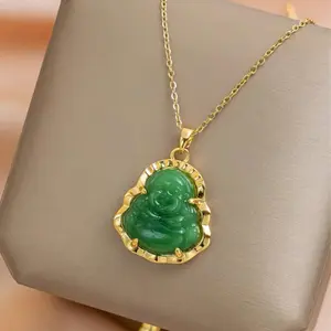 Green Jade Buddha Pendant Necklace - Luxury Jewelry Gift