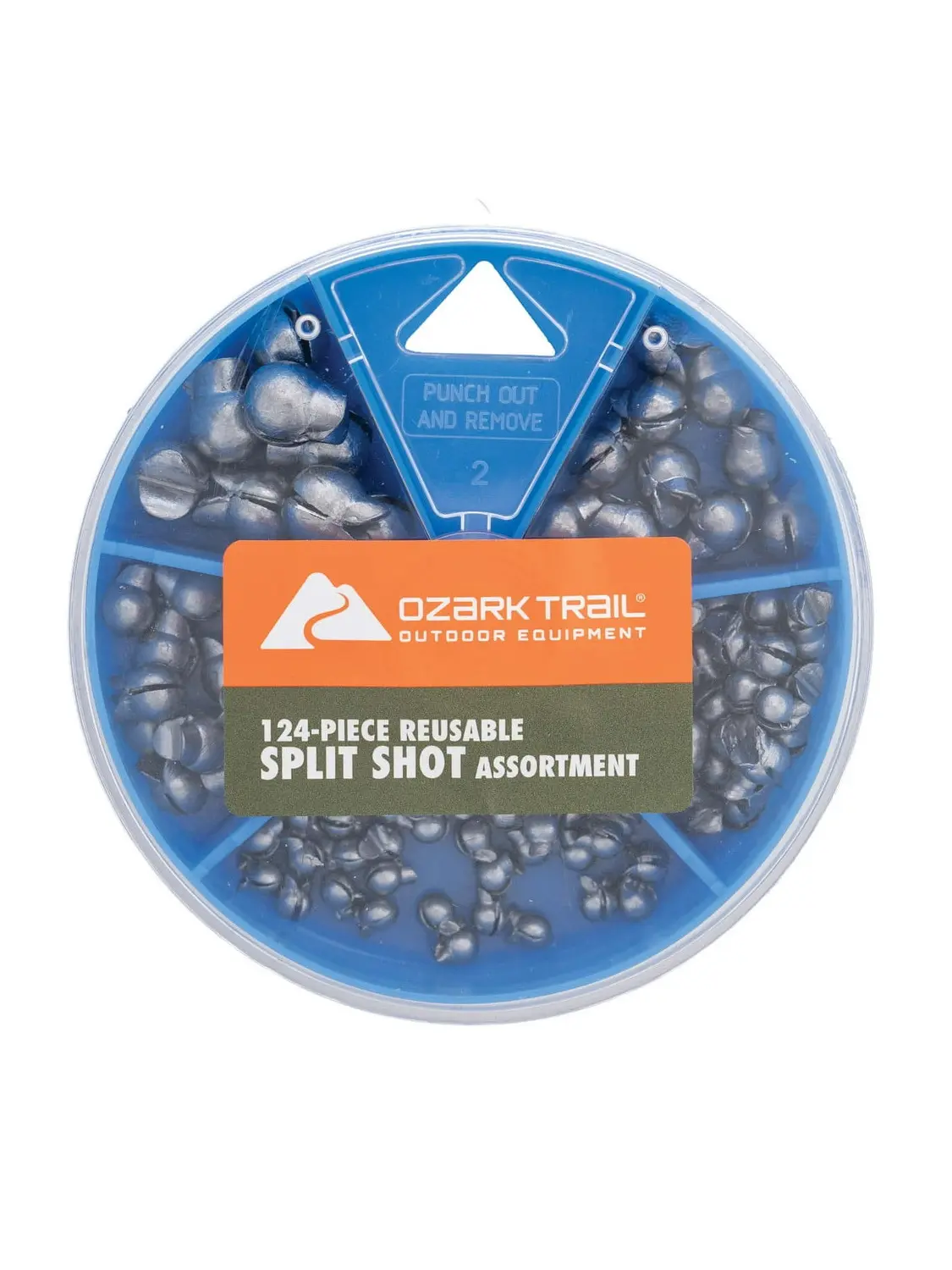 Ozark Trail Reusable Split Shot Fishing Weight Assortment Kit – 124 Pieces