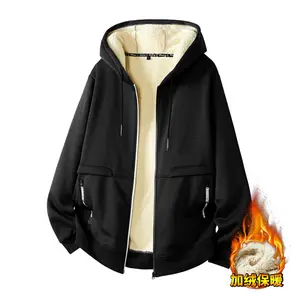 comfort thick Men's Autumn & Winter Fleece Lined Wool Zip Up Jacket Casual Everyday Regular Fit Machine Washable Soft Polyester Lining soft skin-friendly fabric