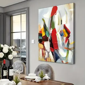 [2D Flat] -1pc Wooden Framed Extra Large Canvas Wall Art, Modern Abstract Art, Colorful Wall Art Abstract Painting, Oversized Wall Art Canvas, Wrapped Canvas, Ready to Hang