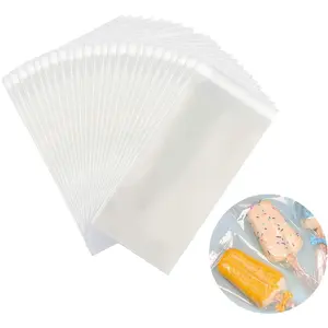 200 count Popsicle Bags Sealable, Ice Pop Bags For Ice Cream, Self-adhesive Clear Popsicle Wrappers, 6.3" x 3.2" Disaposable