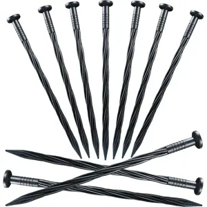 80 count 8 Inch Plastic Edging Nails, Spiral Landscape Fabric Edging Anchoring Stakes Nylon Landscaping Anchoring Spikes Garden Lawn Yard Spikes for Weed Barrier, Paver Edging, Artificial