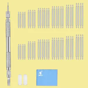 JOREST Watch Spring Bar Tool Kit 56PCS 16-26mm Stainless Steel for Watch Strap Replacement with User Manual & Silicone Caps