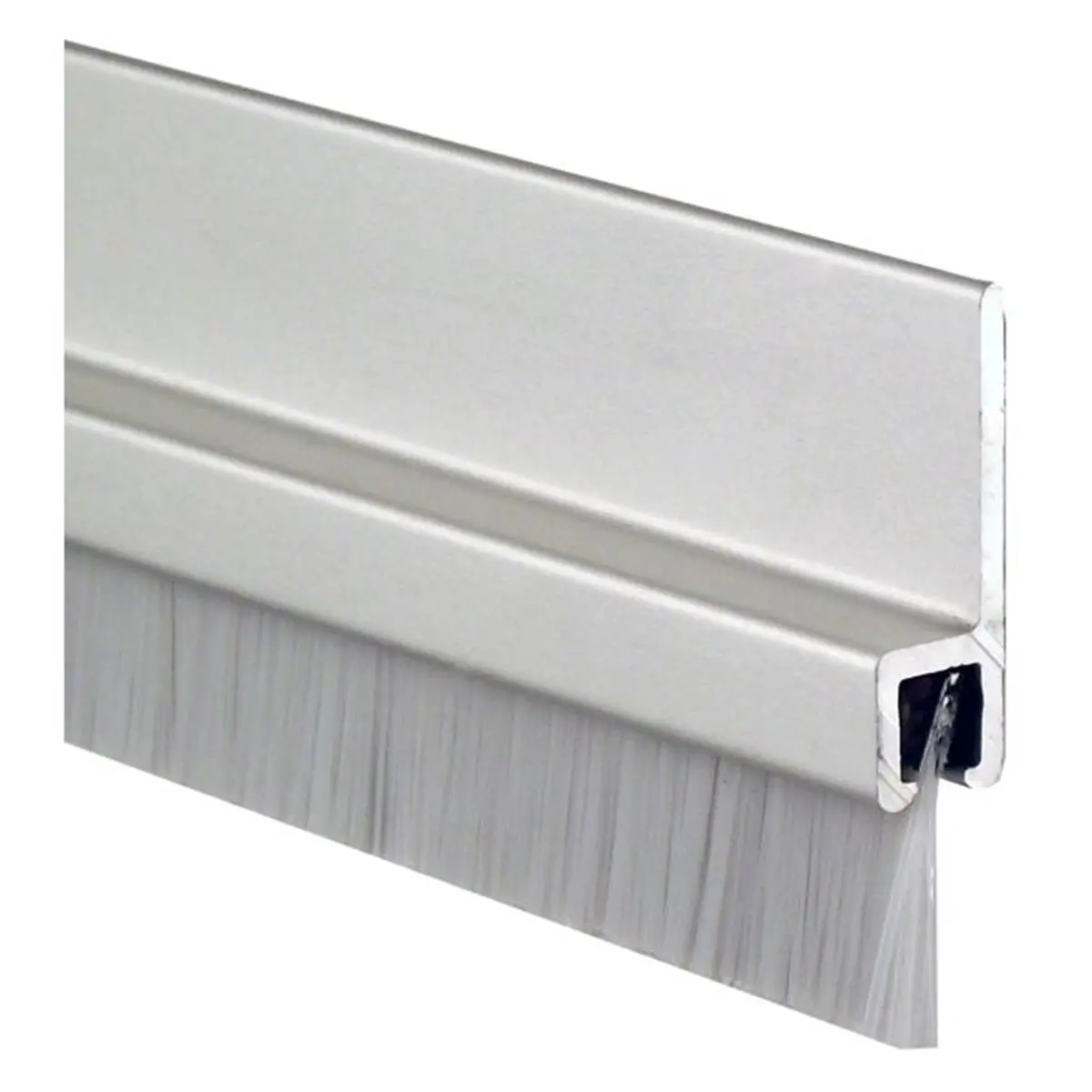 Pemko  84 in. 180 deg Aluminum Retainer Weatherstrip with 0.75 in. Nylon Brush, Clear Aluminum