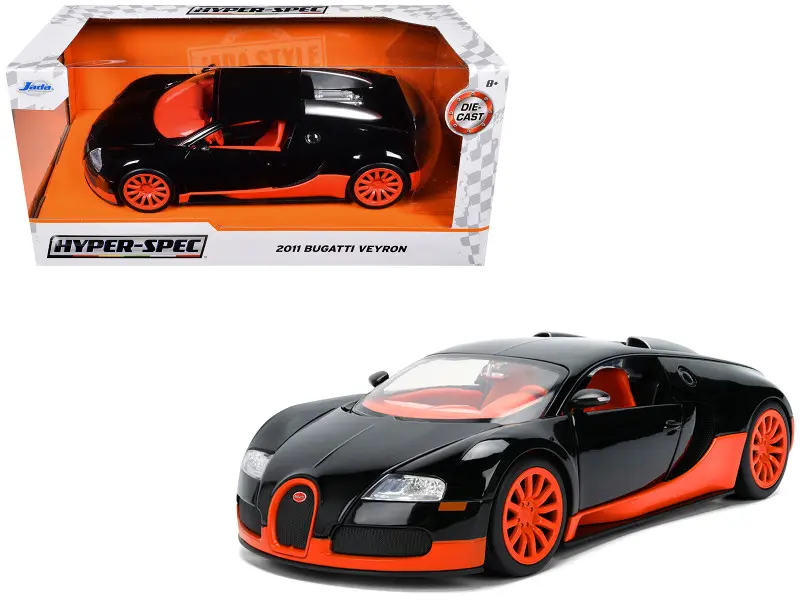 2011 Bugatti Veyron Black & Orange "Hyper-Spec" 1/24 Diecast by Jada  SKU: 37642