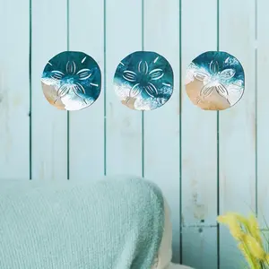 Wooden Sand Dollar Pattern Wall Art, Ocean Wave Pattern Wall Decor, Wall Art for Home Living Room Bedroom Decor, Ornaments