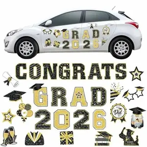 【summervibes】2026 Graduation Car Magnets Congrats Grad Magnetic Bumper Stickers Refrigerator Decals Senior Car Decorations for Car Refrigerator Garage Door