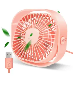 Desk Fan Portable Personal Table Small Desktop Cooling 3 Speeds Quiet Mini With Cable Powered by USB 360° Rotation Micro Fan for Home Office Bedroom Car Outdoor Camping Travel (Pink)