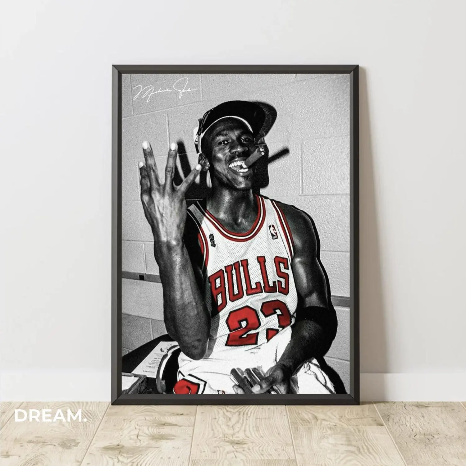 jordan cigarette Michael Jordan Smoking Cigar Poster – Retro Wall Art, Iconic Sports Print