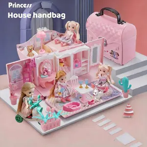 Toy Bag, Foldable Castle House, Role Play Dollhouse, Early Education Toys, Safe Eco-Friendly Material, Suitable for Girls 3-8 Years