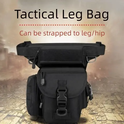 Large Capacity Outdoor Drop Leg Bag D-shaped Buckle Adjustable Hiking Waist Pack Multi-Purpose with Side Pockets