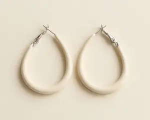 White Teardrop Hoop Earrings