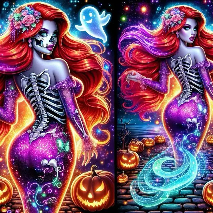 1pcs 5D DIY diamond painting set, 5D diamond art kit, DIY decoration, skull, pumpkin, night sky. Full round drill DIY diamond painting kit, mosaic, diamond art, DIY home decoration, suitable for Halloween and Christmas.