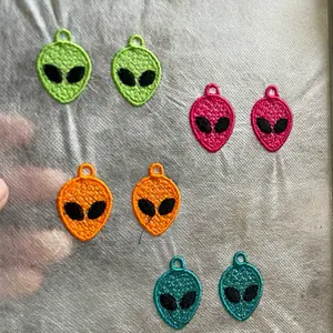 Alien Earrings - Colorful Alien Charms in Green Orange Pink Teal and Other Colors as Shown