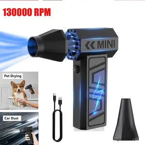 130000 RPM Mini Turbo Jet Fan Electric Air Duster Adjustable wind speed Portable Turbo Violent Blower Rechargeable  Car Cleaning