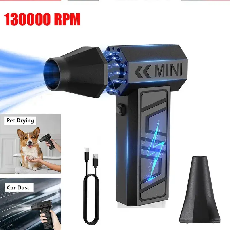 130000 RPM Mini Turbo Jet Fan Electric Air Duster Adjustable wind speed Portable Turbo Violent Blower Rechargeable  Car Cleaning