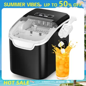 Antarctic Star Countertop Ice Maker Portable Ice Machine with Handle, 26Lbs/24H, Self-Cleaning Ice Makers, 9 Ice Cubes/6 Mins for Home Kitchen Bar Party, Black.