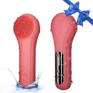 2 in 1 Facial Cleansing Brush, Heatable Vibrating Face Scrubber with Massage, Silicone Face Scrubber for Women & Men, Electric Facial Cleanser for Deep Cleansing, Facial Cleansing Tools