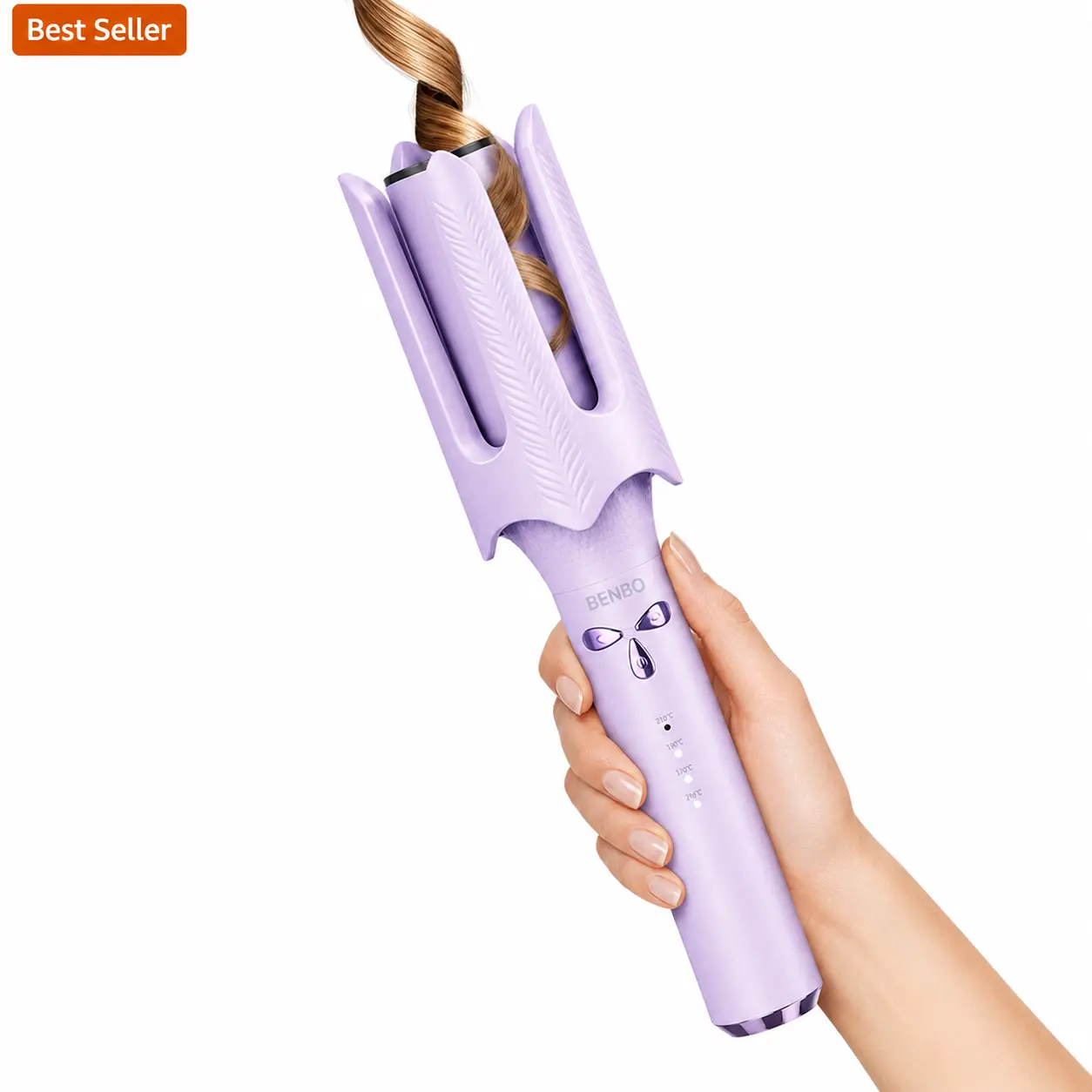 Automatic Rotating Curling Iron, 1.25-Inch Ceramic Hair Curler with 4 Heat Settings & 3 Timer Settings, Anti-Tangle, Anti-Scald and 30-Min Auto Shutoff, Easy Loose Curls and Beach Waves, Purple