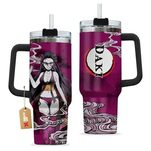 Daki Kimestu no Yaiba Demon Slayer Anime Custom Quencher 40oz Stainless Steel Tumbler With Handle HG, Gift for Anime fan, Perfect gift for him, for her