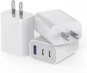 3Pack iPhone 16 15 Fast Charger Block 35W 3-Port Fast USB C Charger Block Multiport Double Port PD+QC Wall Plug Compatible with iPhone 16/16 Pro/16 Pro Max/16 Plus/iPhone 15/15 Pro/15 Pro Max/14/13