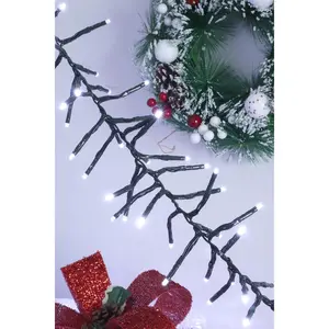 LED Cluster String Lights 8 Lighting Modes Led Tree Lights  with Memory and Timer Function for Christmas Indoor Outdoor  Decoration (380 LED, White)