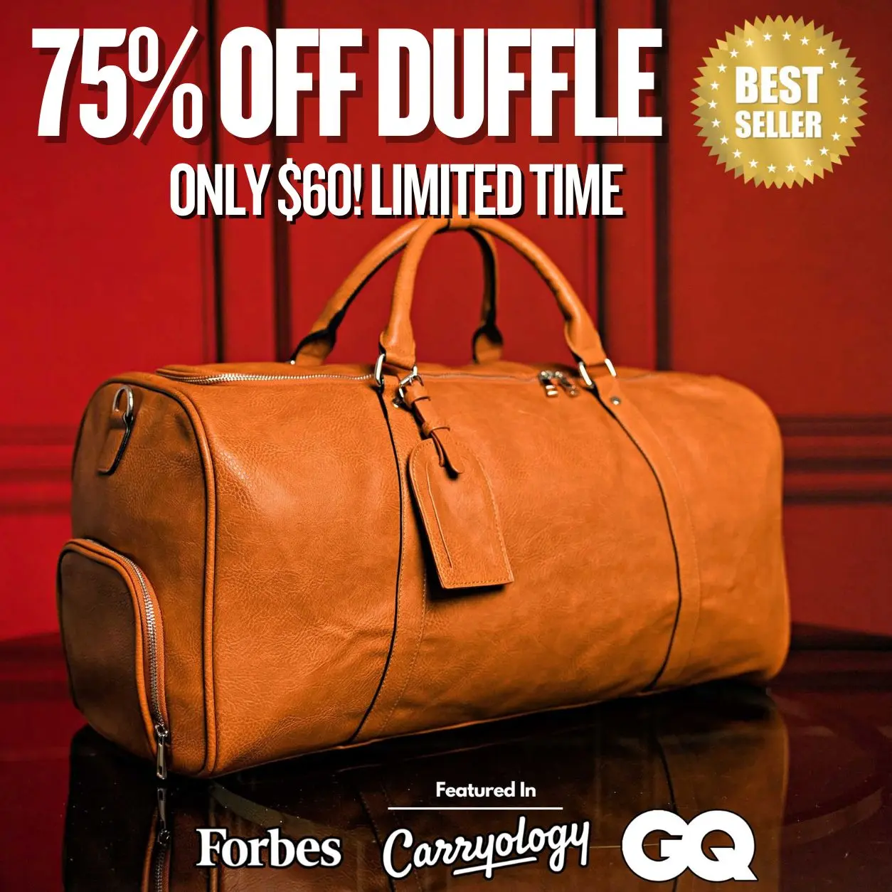 Brown Leather Duffle (FLASH SALE)