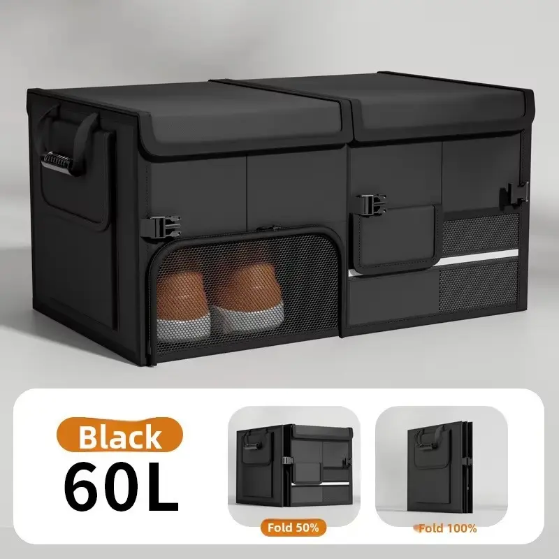 Heavy Duty Foldable Car Trunk Storage Organizer Box, Large Capacity Fits Sedan & SUV, Store Travel Goods For Daily Driving, Fix Trunk Scattered Mess, Practical Auto Interior Accessory