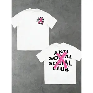 Anti Social Social Club Bold Pink X Print Graphic T-Shirt, Black Base Oversized Fit Urban Edgy Streetwear, Trendy Statement Casual Menswear Top