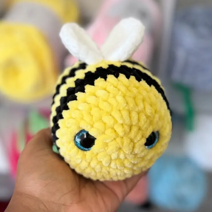 Hand-crocheted bee