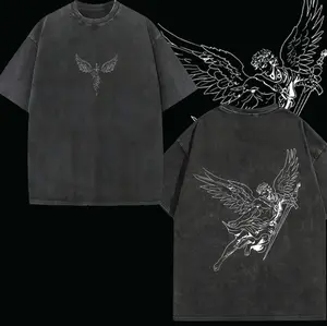 valentine shirts Archangel Michael Oversized Tee: Vintage Washed Heavy Cotton Angel Warrior Shirt