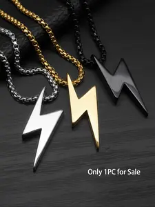 Lightning Pendant Necklace for Men, Fashion Jewelry for Party, Daily Clothing Decor, Trendy All-match & Exquisite Jewelry for Birthday Gift, Exquisite Chain Jewelry