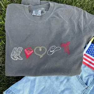 Rodeo country western Icon Comfort Colors T-Shirt, embroidered aesthetic neutral, country girl western girl Icons, cowgirl Women's Top - Womenswear