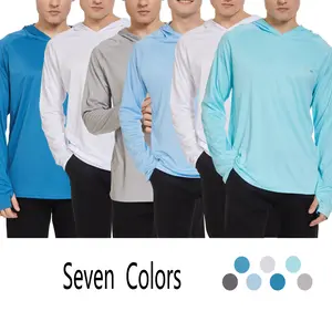 3 Pcs Men's Moisture UPF50+Sun Protection Hooded Comfortable Long Sleeve,Quick Dry Outdoor Sports Sauna Shirt Solid Streetwear Activewear Sunscreen