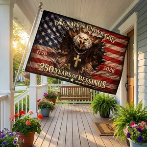 America 250th Anniversary Eagle Flag Tapestry, One Nation Under God Patriotic Banner, 1776–2026 USA 250 Years Decor, Christian American Flag Wall Art, Garden House Flag, Independence Day 4th of July Decor, Patriotic Home Decor Gift