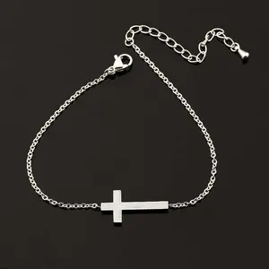 Small cross bracelet with adjustable length and smooth surface, women's jewelry