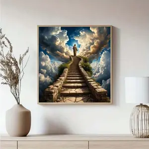 Jesus Walking on Clouds DIY Diamond Arts Colorful Painting Kit without Frame, DIY 5D Diamond Arts Colorful Painting Kit, Wall Art Decor for Home, Creative, Diamond Painting Kits
