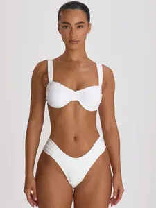 Musera Resort Underwire Thick Shoulder Ruched Cup Bikini Top Swim Vacation Holiday Summer Travel Beachwear Basics Hen Do Wedding Bridal Bachelorette Swimwear Solid Colour Resort Core