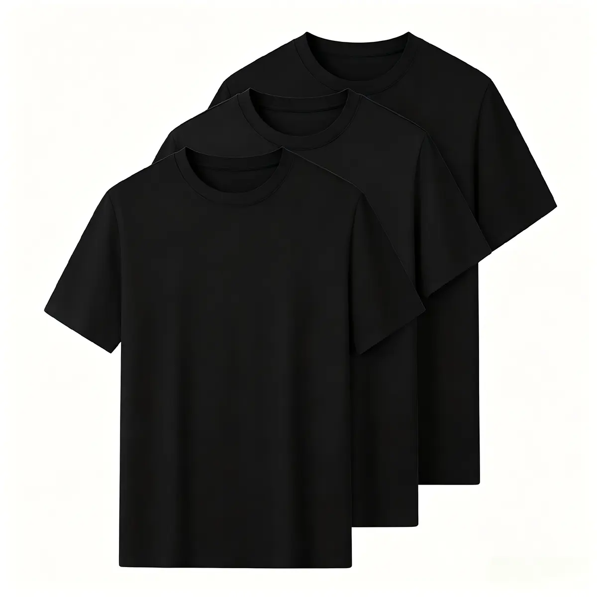 3 Pack Basic Crew Neck Plain T Shirts for Men, Soft Breathable Blank Tees, Classic Black White Multipack Casual Short Sleeve Tops S-5XL