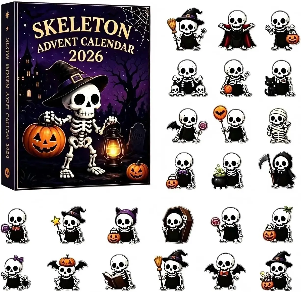 2026 Halloween 24-Day Countdown Advent Calendar, Festive Holiday & Birthday Gift, Unique Home Office Desk Decor (Home Supplies, Festive Decorations) backtoschool