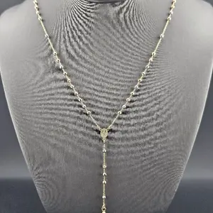 gold 14k necklace rosary design 18-inch 3 colors gold for everyday wear
