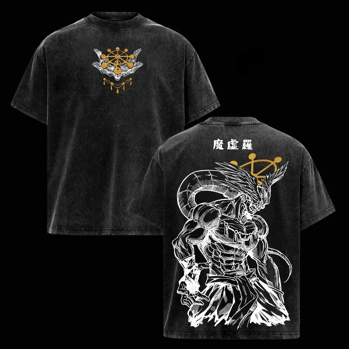 Mahoraga JJK Anime Graphic Tee, Vintage Washed Oversized Dark Anime Streetwear T-Shirt, Soft Cotton Unisex Apparel, Gift for Jujutsu Kaisen Fans quarter zip men lemon demon soulja boy outfit truck fit clothes gorlock destroyer